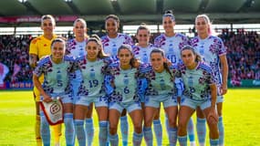 Les Espagnoles lors d'un match amical face au Danemark, le 7 juillet 2023.