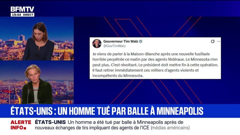 Minneapolis: "Le président doit mettre fin à cette opération", a déclaré sur X, Tim Walz, gouverneur américain du Minnesota, après la mort d'un homme par l'ICE