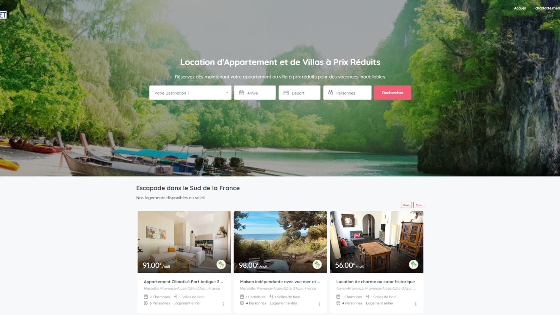 Capture d'écran Rivierabudget.com