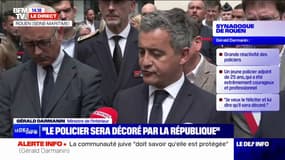 Synagogue visée à Rouen: l'individu abattu n'était "ni connu des fichiers de renseignements pour radicalisation, ni connu des services de police", annonce Gérald Darmanin