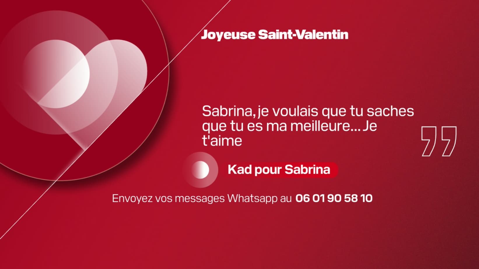 Message de Saint-Valentin, BFM DICI. Message de Saint-Valentin, BFM DICI.
