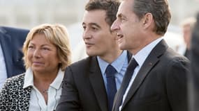 Nicolas Sarkozy, Gérald Darmanin et Natacha Bouchart à Calais le 21 septembre 2016 