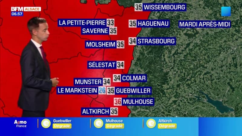 Météo Alsace: journée encore chaude avec un risque d'orage ce mardi, 36°C attendus à Mulhouse, 34°C à Strasbourg et Colmar