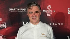 Jérôme Banctel, chef du Gabriel, restaurant situé dans le 8e arrondissement de Paris, le 18 mars 2024 à la cérémonie de récompense du Guide Michelin 2024 à Tours (Indre-et-Loire).