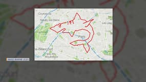 En décembre, la triathlète Marine Leleu avait dessiné un requin géant  avec son GPS.