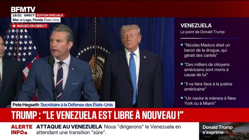 Capture de Nicolas Maduro: "Comme l'Iran, Maduro a eu sa chance", déclare Pete Hegseth, secrétaire à la Défense des États-Unis