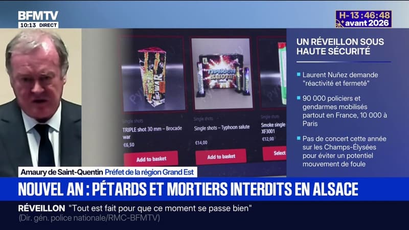 Nouvel an: Amaury de Saint-Quentin, préfet de la région Grand Est, rappelle que "l'achat, la vente et l'utilisation des engins pyrotechniques et mortiers", est interdit jusqu'au 3 janvier