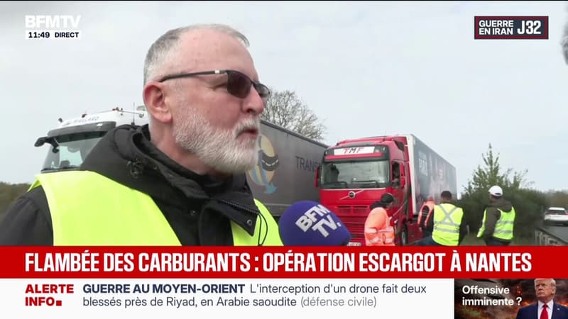 À Nantes, la mobilisation des transporteurs routiers se poursuit face à la hausse des prix du carburant