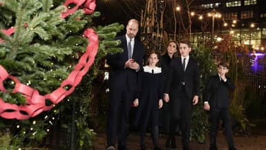 William, Kate et leurs enfants à la soirée de Noël organisée par la princesse de Galles à l'abbaye de Westminster, le 5 décembre 2025. 