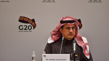 Le gouverneur de la Banque centrale d'Arabie Saoudite, Ahmed Alkholife, lors d'une réunion du G20 en février 2020.