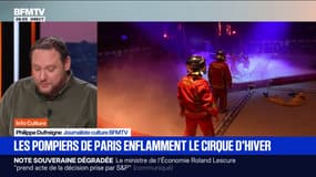 Les pompiers de Paris présentent un numéro d'acrobaties au cirque Bouglione