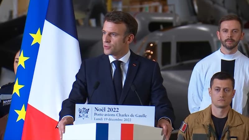 Emmanuel Macron sur le porte-avions Charles de Gaulle le 19 décembre 2022