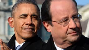 Les présidents américain et français Barack Obama et François Hollande 