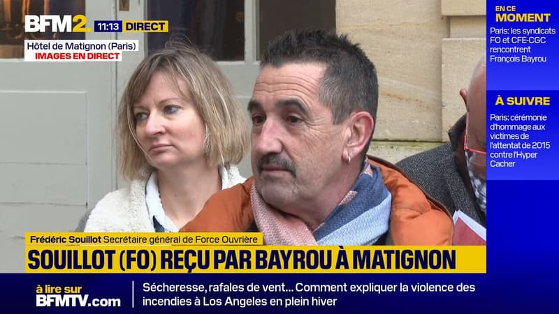 Force Ouvrière reçue par François Bayrou : 