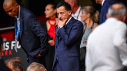 Le président de l'OM Pablo Longoria en tribune au Roazhon Park, 15 août 2025