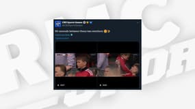 Un jeune supporteur filmé lors de Manchester United-OL, le 17 avril 2025