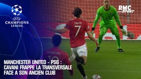 Manchester United - PSG : Cavani frappe la transversale face à son ancien club