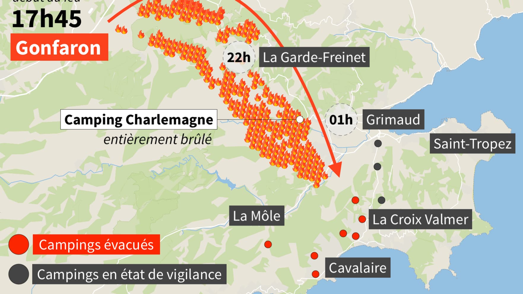 Carte des feux de forêt dans le Var Carte des feux de forêt dans le Var