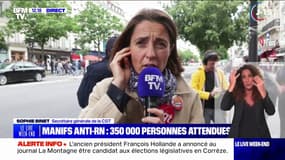 "Nous allons empêcher cette catastrophe" déclare Sophie Binet, secrétaire générale de la CGT sur la place de la République à Paris