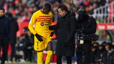 Ousmane Dembélé et Xavi le 28/01/2023 avec le Barça