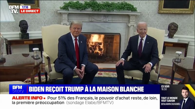 Donald Trump et Joe Biden réunit dans le bureau ovale de la Maison Blanche