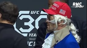 Déguisé en George Washington avec une casquette "Make America Great Again", Colby Covington provoque Leon Edwards avant l'UFC 296, le 14 décembre 2023