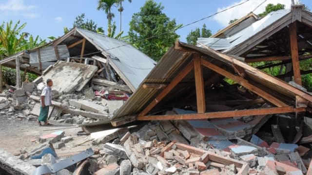 Image des dégâts après le séisme qui avait frappé un archipel indonésienne le 29 juillet 2018. 