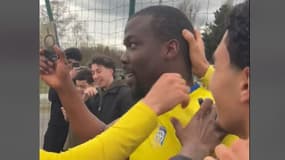 Mathias Pogba célèbre son but vainqueur en huitième division belge, le 23 mars 2025