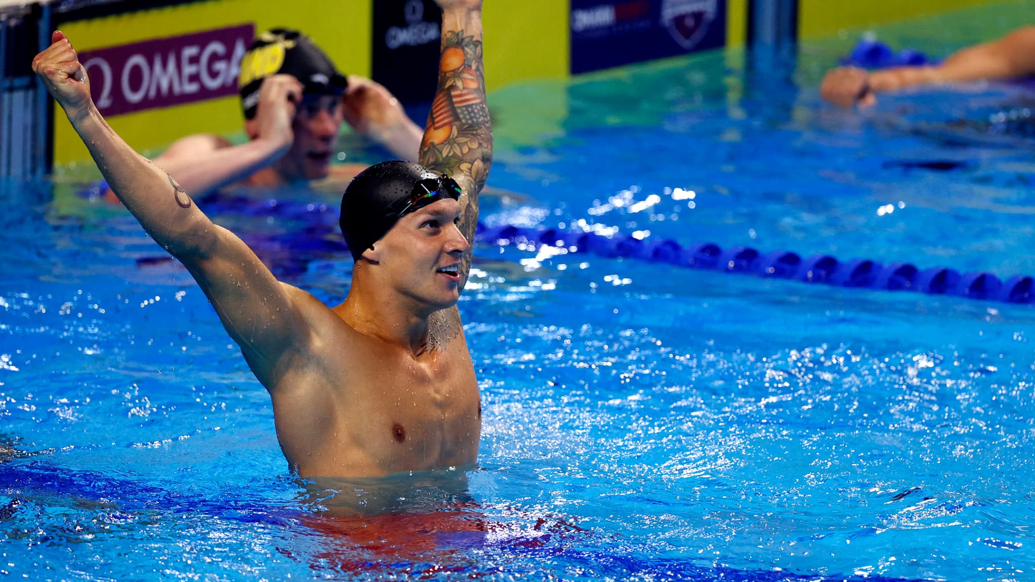 Caeleb Dressel célèbre une victoire lors des Trials US pour Tokyo en juin 2021