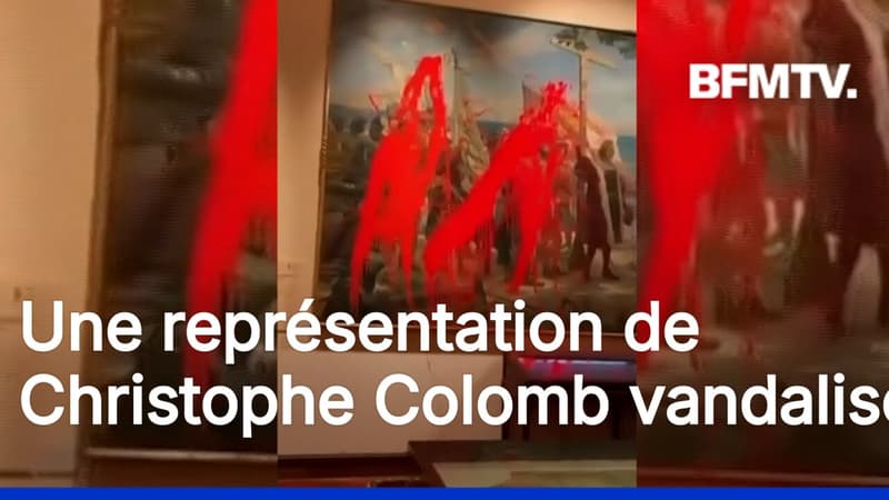 Espagne: des militants écologistes vandalisent une représentation de Christophe Colomb