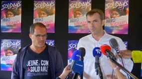 Le ministre de la Santé et l'organisateur du festival Solidays ce dimanche.
