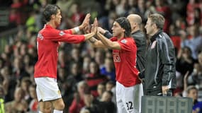 Cristiano RONALDO et Carlos TEVEZ avec Manchester United, en 2008