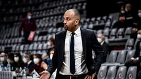 L'entraîneur de l'Asvel TJ Parker lors du match d'Euroligue contre le FC Barcelone, le 27 novembre 2020 à Villeurbanne  