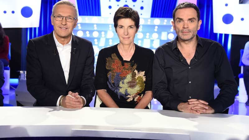 Laurent Ruquier, Christine Angot et Yann Moix sur le plateau de l'émission "On n'est pas couché"