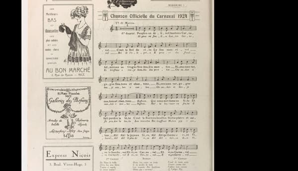 L'hebdomadaire "L'Éclaireur du Dimanche" publiait dans ses pages la chanson officielle du Carnaval de Nice en 1924.