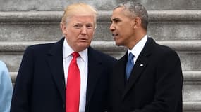Donald Trump et Barack Obama, le jour de leur passation de pouvoir, le 20 janvier 2017, à Washington. 
