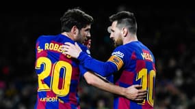 Sergi Roberto avec Lionel Messi