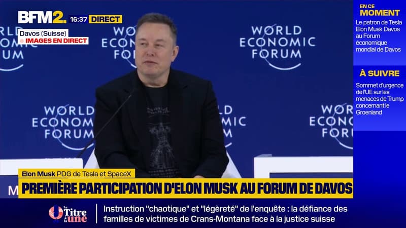 "S'il y avait un alien sur Terre, ce serait moi", lance Elon Musk au forum de Davos