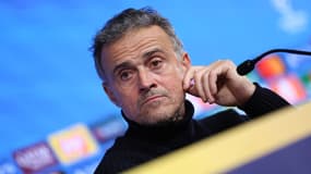 Luis Enrique en conférence de presse le 29 janvier 2025, après la qualification du PSG pour les barrages de la Ligue des champions, face à Stuttgart. 