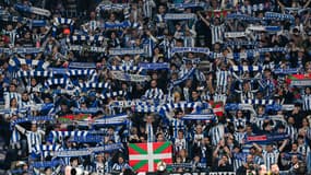 Les supporteurs de la Real Sociedad au Parc des Princes lors 8e de finale de la Ligue des champions perdu face au PSG (2-0), le 14 février 2024