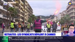 Retraites: les syndicats défilent à Cannes, en marge du festival
