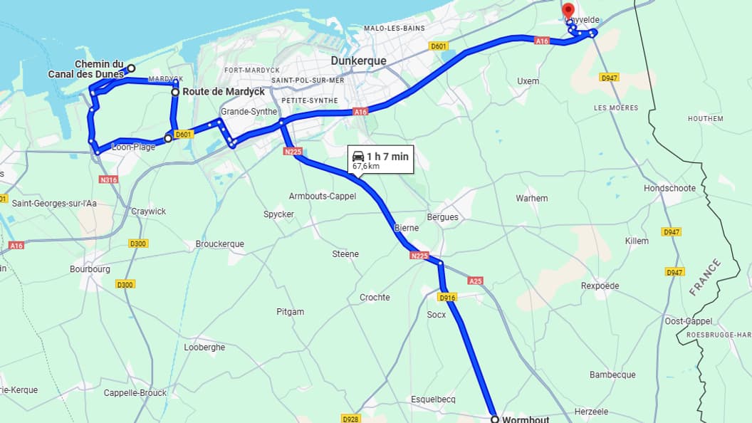 Un itinéraire possible de l'auteur présumé de cinq personnes dans le Nord, le 14 décembre 2024. Un itinéraire possible de l'auteur présumé de cinq personnes dans le Nord, le 14 décembre 2024.
