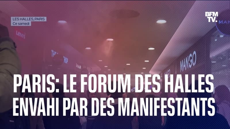 Paris: le Forum des Halles envahi par des manifestants opposés à la réforme des retraites