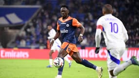 Akor Adams lors du match Lyon-Montpellier (1-0, L1), le 4 janvier 2025