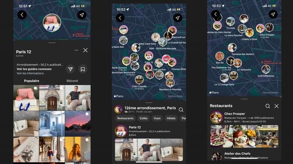 L'interface de la carte interactive d'Instagram