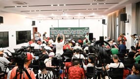 Des journalistes en conférence de presse lors de la CAN, le 20/01/2024