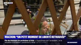 En terrasse, Emmanuel Macron répond à BFMTV: "C'est un petit moment de liberté retrouvée qui est le fruit de nos efforts collectifs"