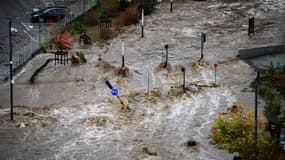 Les rues d'Annonay (Ardèche) inondées, le 17 octobre 2024.