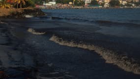 Vue de la marée noire à Rockly Bay sur l'île de Tobago, Trinité-et-Tobago, le 10 février 2024