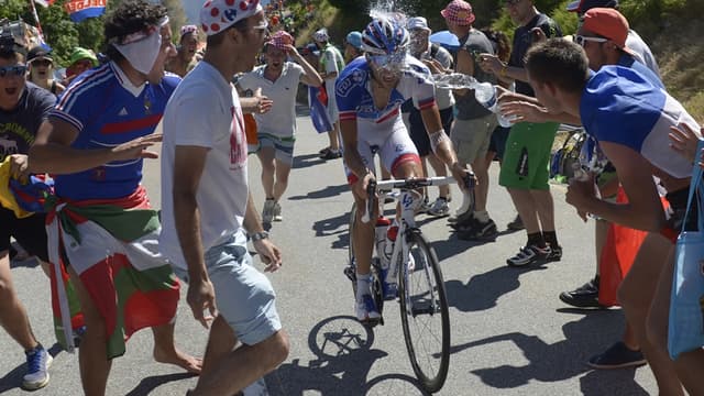 Thibaut Pinot lors de sa victoire à l'Alpe d'Huez sur le Tour 2015